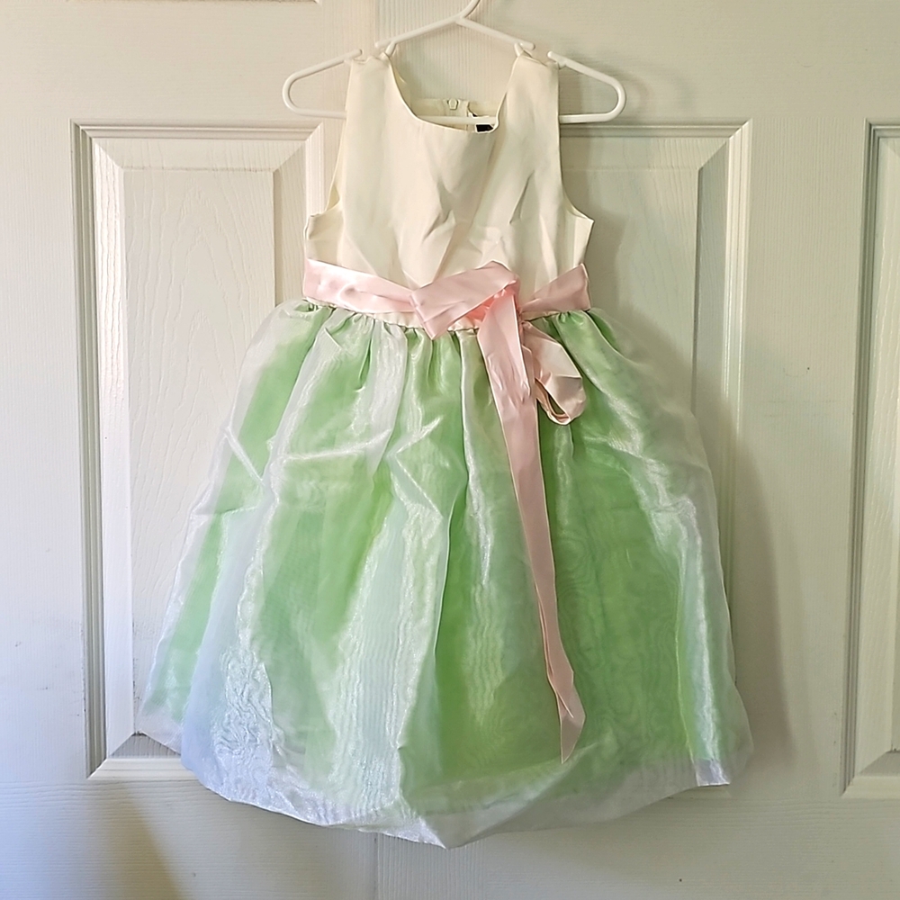 Adorable Rare Editions Girls Formal Party Dress – Size 4T, White, Green, Pink